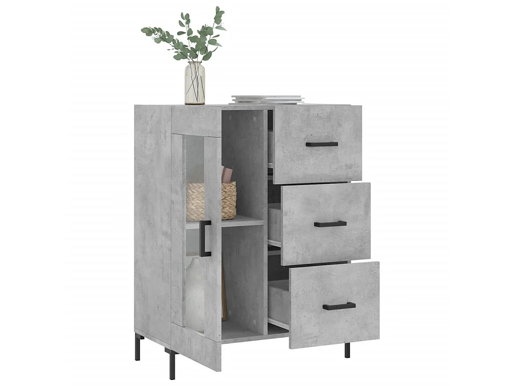 Buffet gris béton 69,5x34x90 cm bois d'ingénierie QWE70483