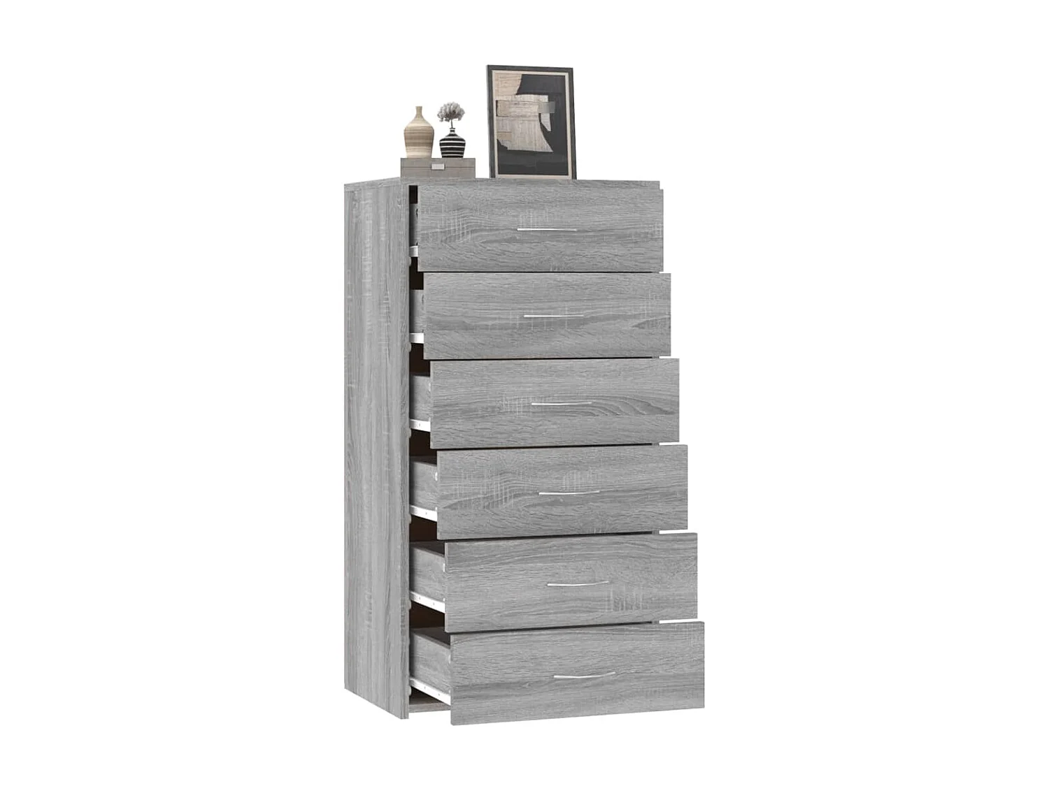 Aparador con 6 cajones contrachapado gris Sonoma 50x34x96 cm ES74629