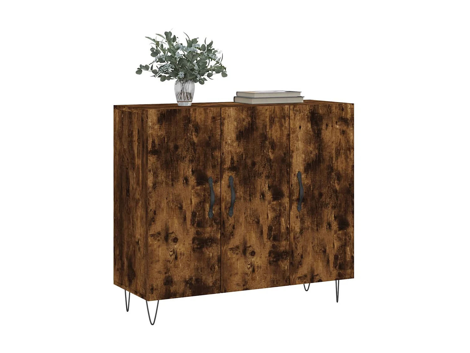 Buffet chêne fumé 90x34x80 cm bois d'ingénierie QWE62611