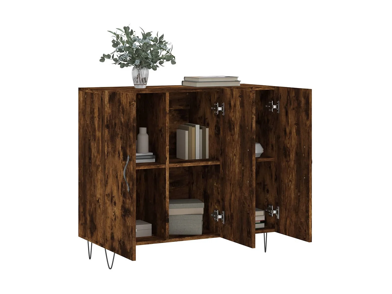 Buffet chêne fumé 90x34x80 cm bois d'ingénierie QWE62611