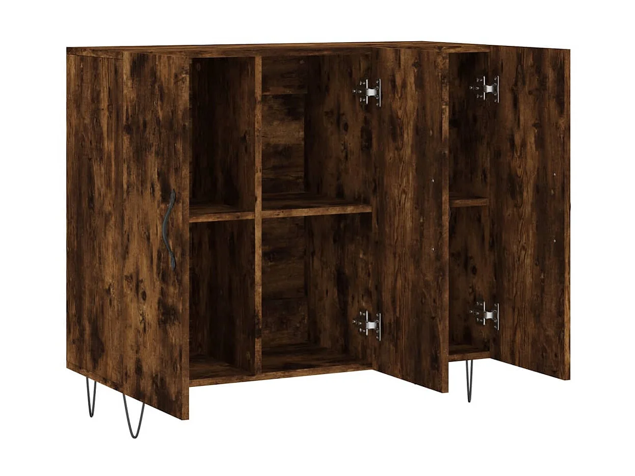 Buffet chêne fumé 90x34x80 cm bois d'ingénierie QWE62611