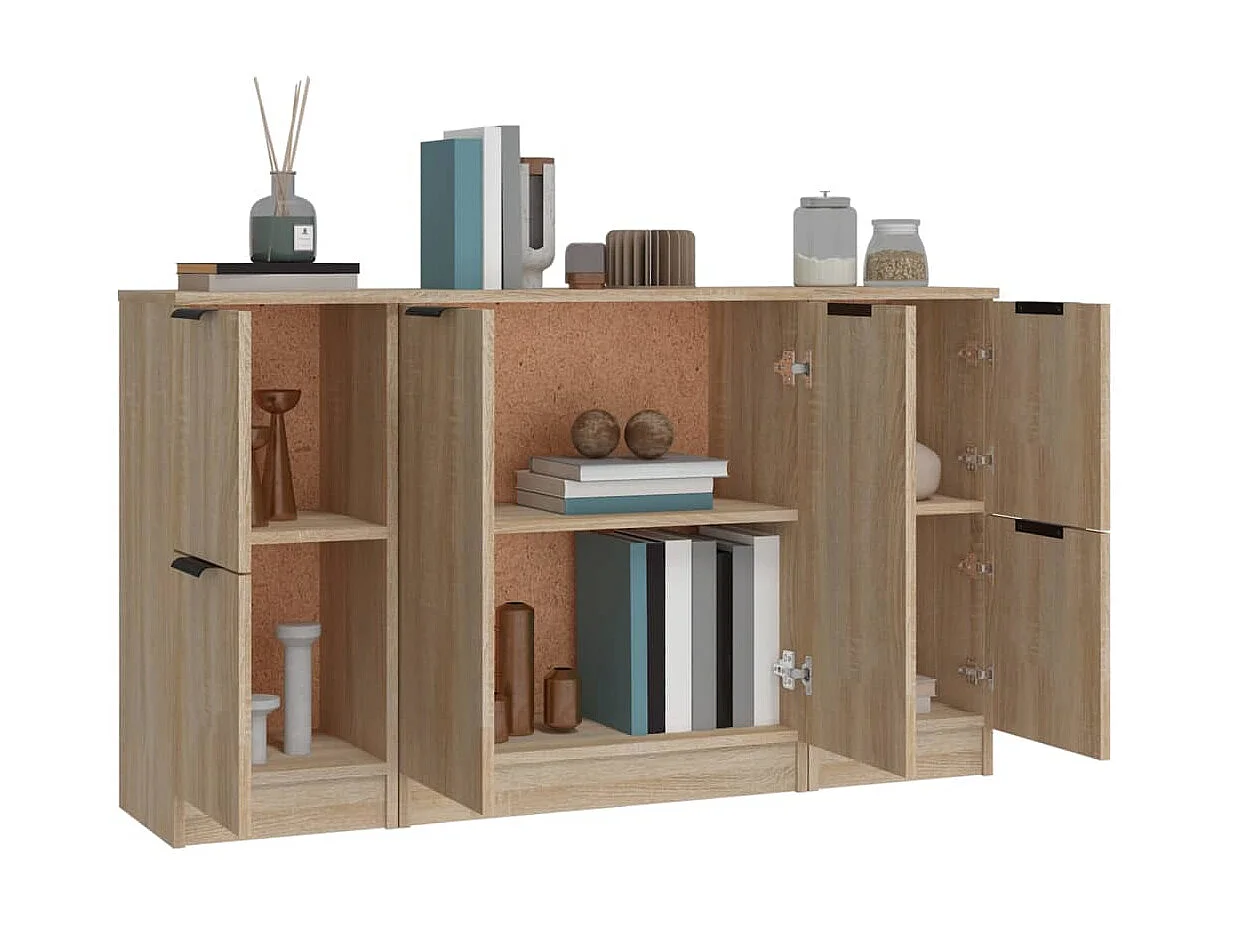 Buffets 3 pcs Chêne sonoma Bois d'ingénierie EGER24623
