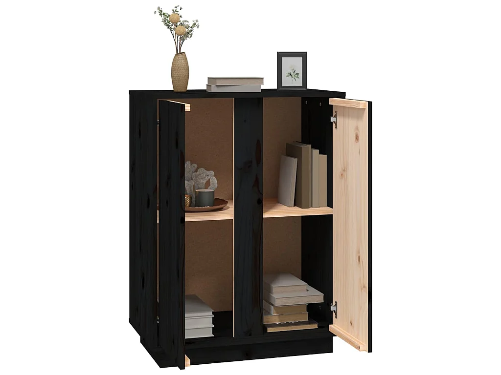 Aparador de madera maciza de pino negro 60x35x80 cm ES69985