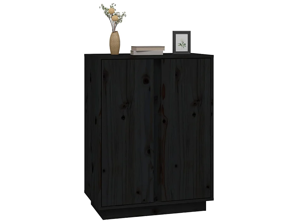 Buffet Noir 60x35x80 cm Bois massif de pin EGER43874