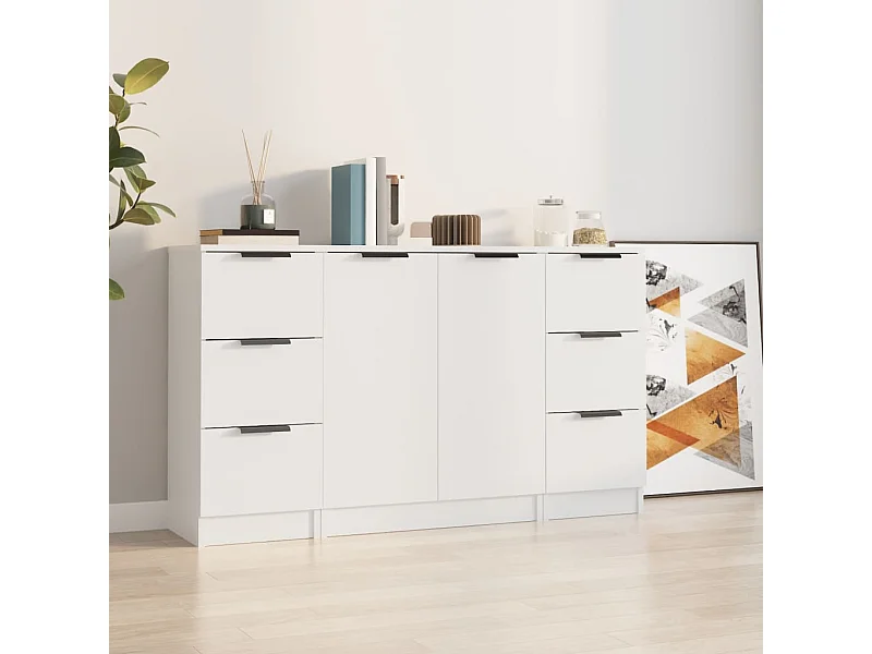 Aparadores 3 pcs madeira processada branco PT588308