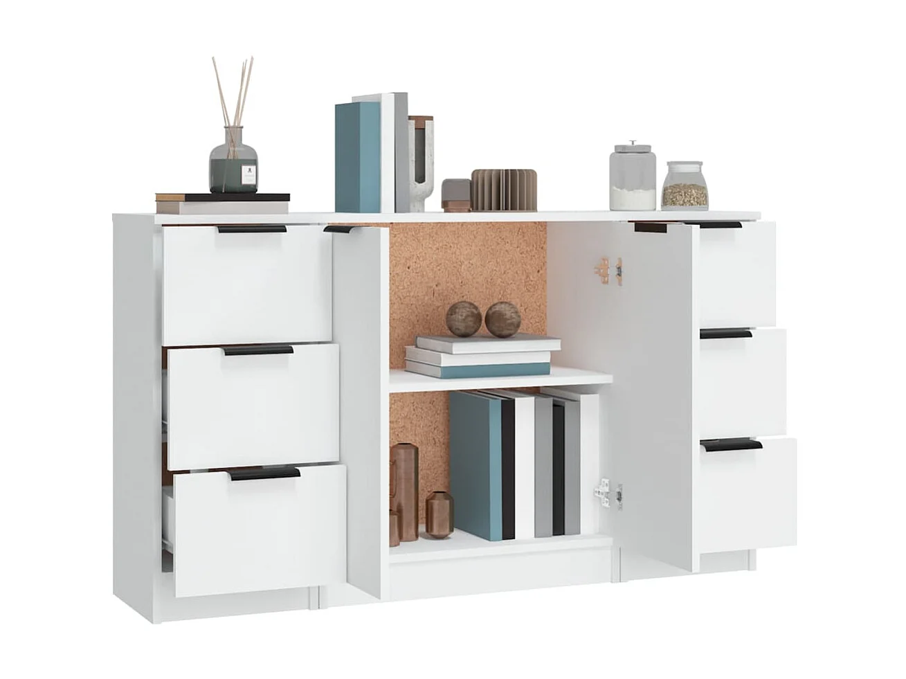 Aparadores 3 pcs madeira processada branco PT588308