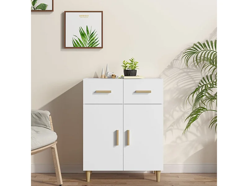 Aparador de madera contrachapada blanco 69,5x34x89 cm ES66833