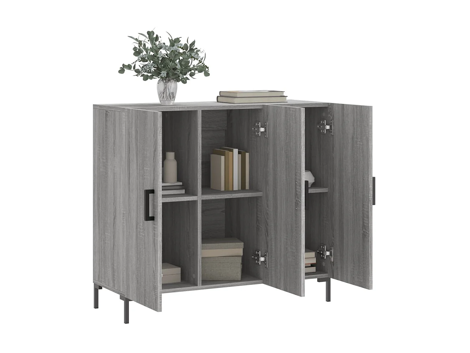 Aparador de madera de ingeniería gris Sonoma 90x34x80 cm ES85450