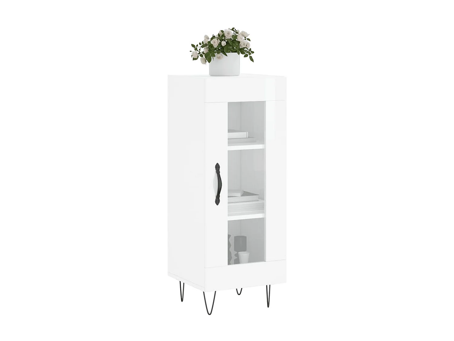 Buffet Blanc brillant 34,5x34x90 cm Bois d'ingénierie QWE77105