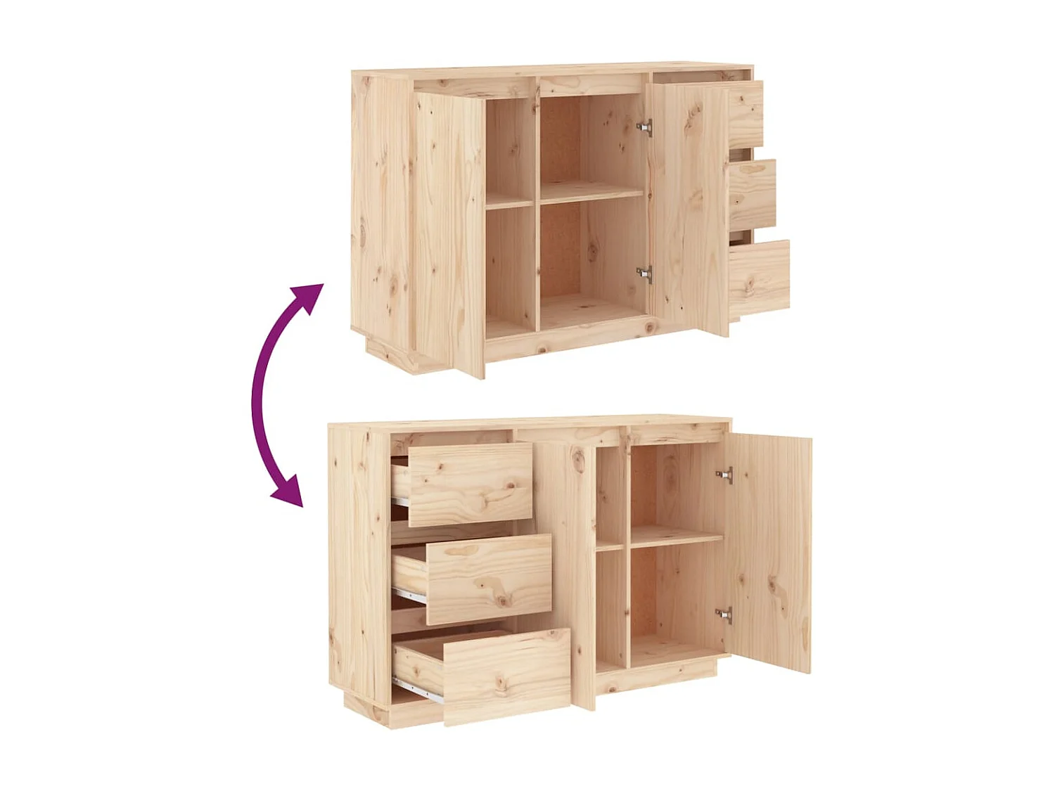 Aparador 111x34x75 cm madeira de pinho maciça PT638324