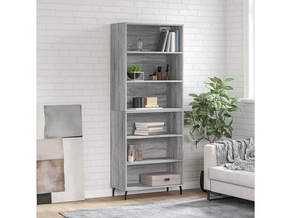Buffet haut sonoma gris 69,5x32,5x180 cm bois d'ingénierie QWE46306