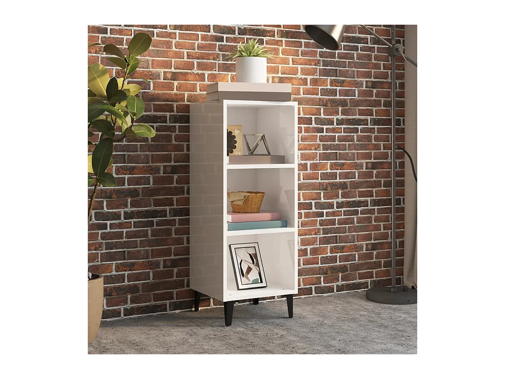 Buffet Blanc brillant 34,5x32,5x90 cm Bois d'ingénierie EGER29271