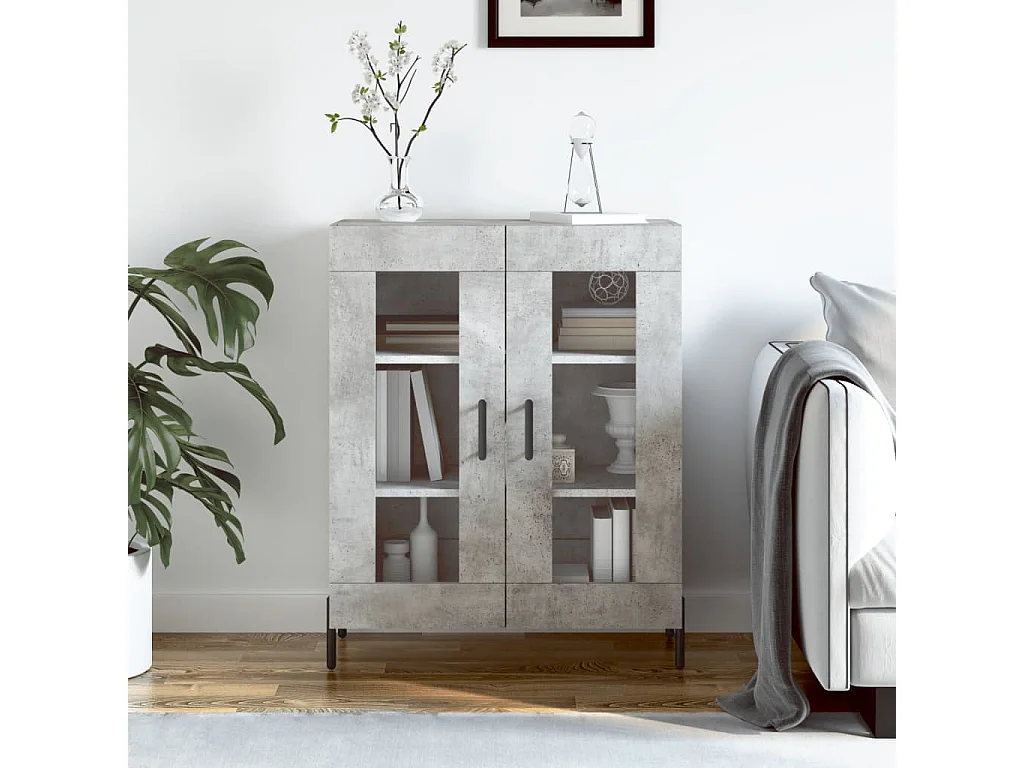 Buffet gris béton 69,5x34x90 cm bois d'ingénierie QWE54366