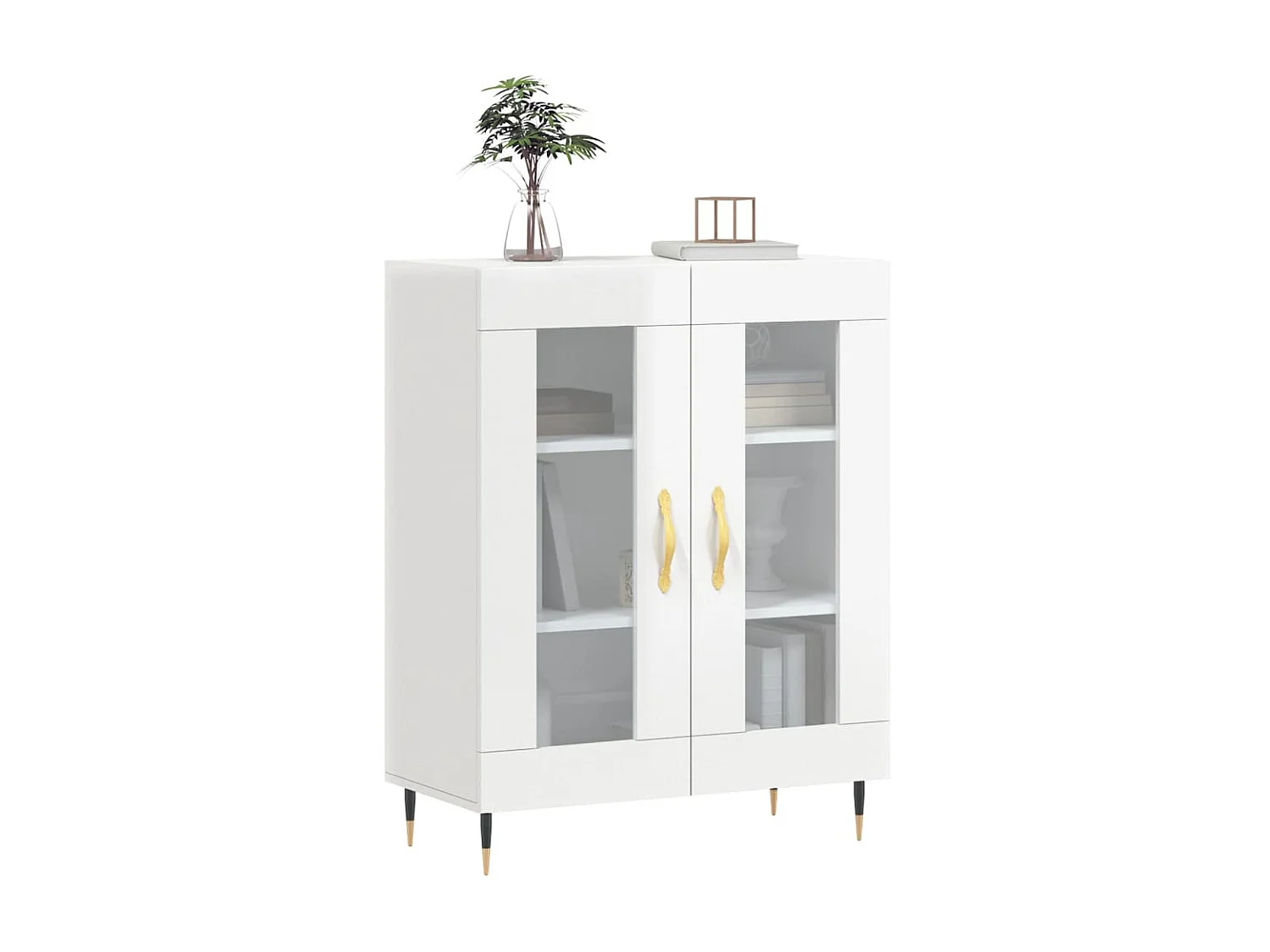 Buffet Blanc brillant 69,5x34x90 cm Bois d'ingénierie QWE43608