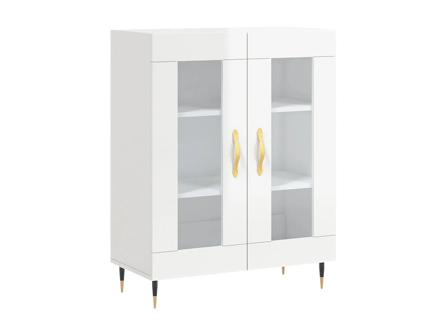 Buffet Blanc brillant 69,5x34x90 cm Bois d'ingénierie QWE43608