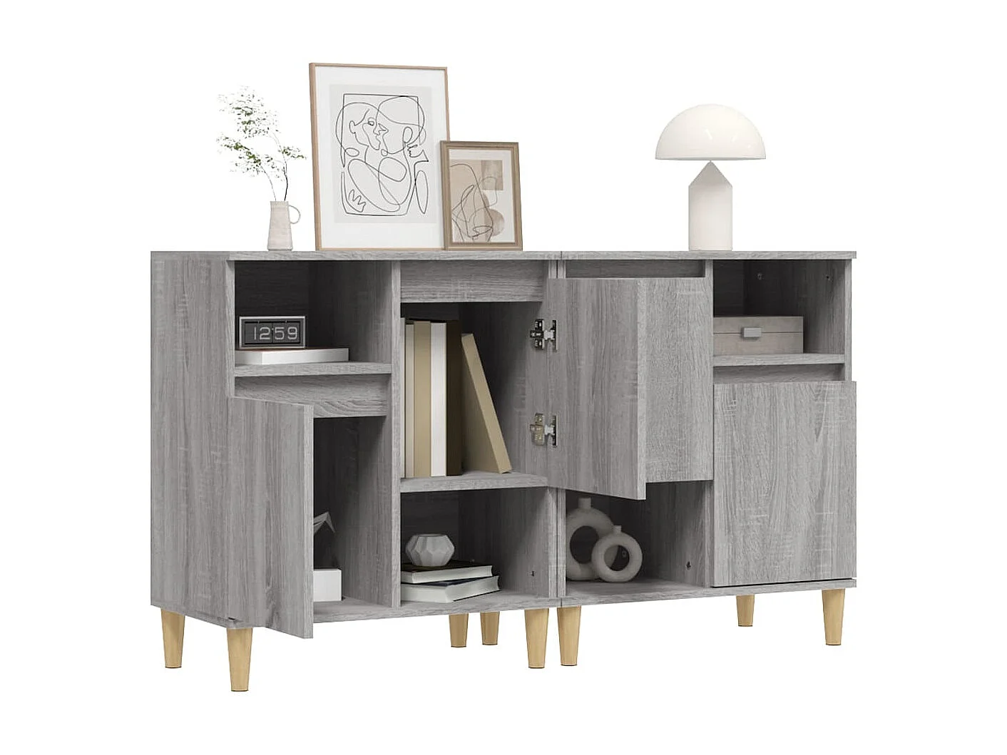 Buffets 2 pcs sonoma gris 60x35x70 cm bois d'ingénierie EGER19056