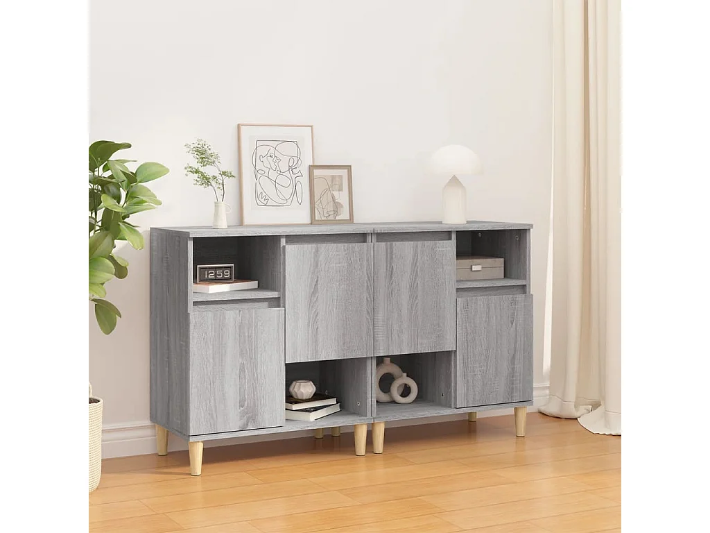 Aparadores 2 uds madera contrachapada gris Sonoma 60x35x70 cm ES91387