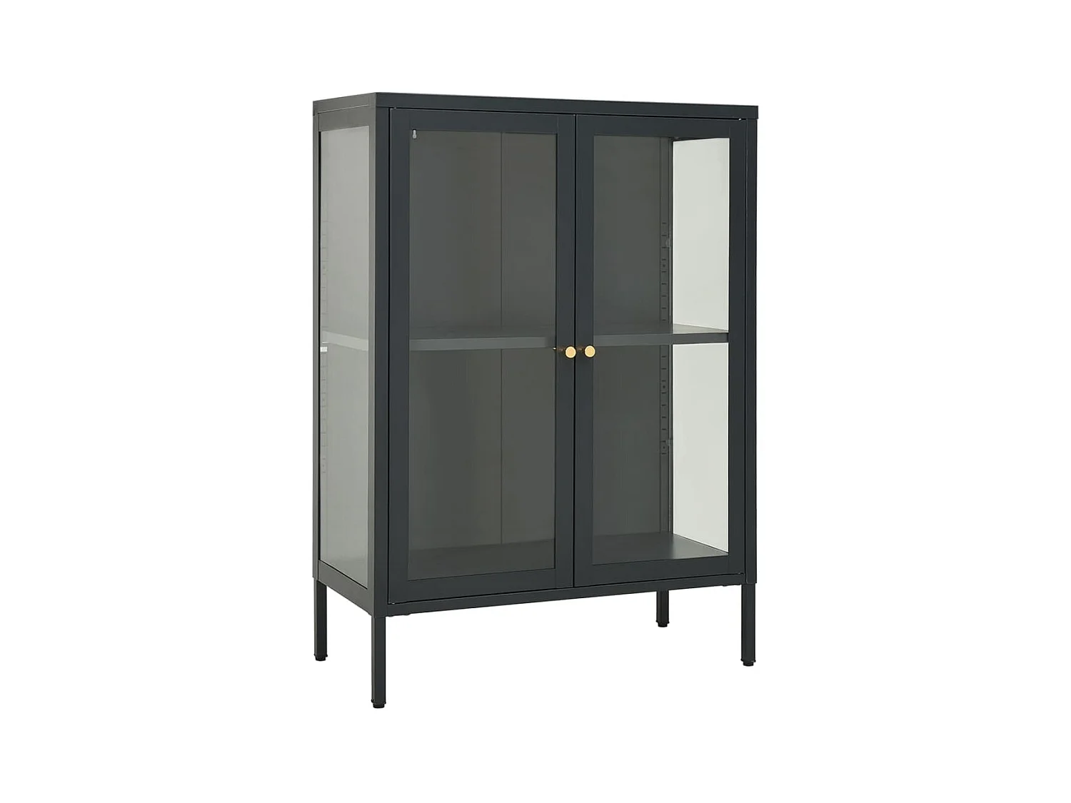 Aparador de acero y vidrio gris antracita 75x35x105 cm ES32465