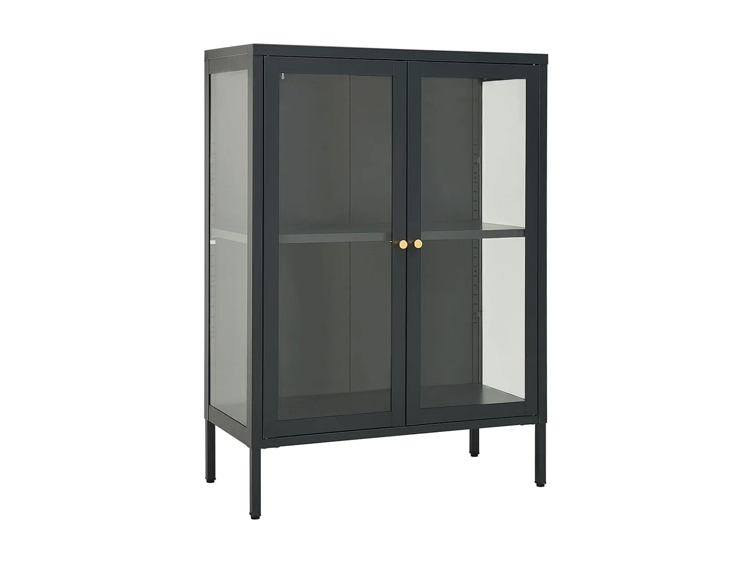 Buffet Anthracite 75x35x105 cm Acier et verre EGER79422