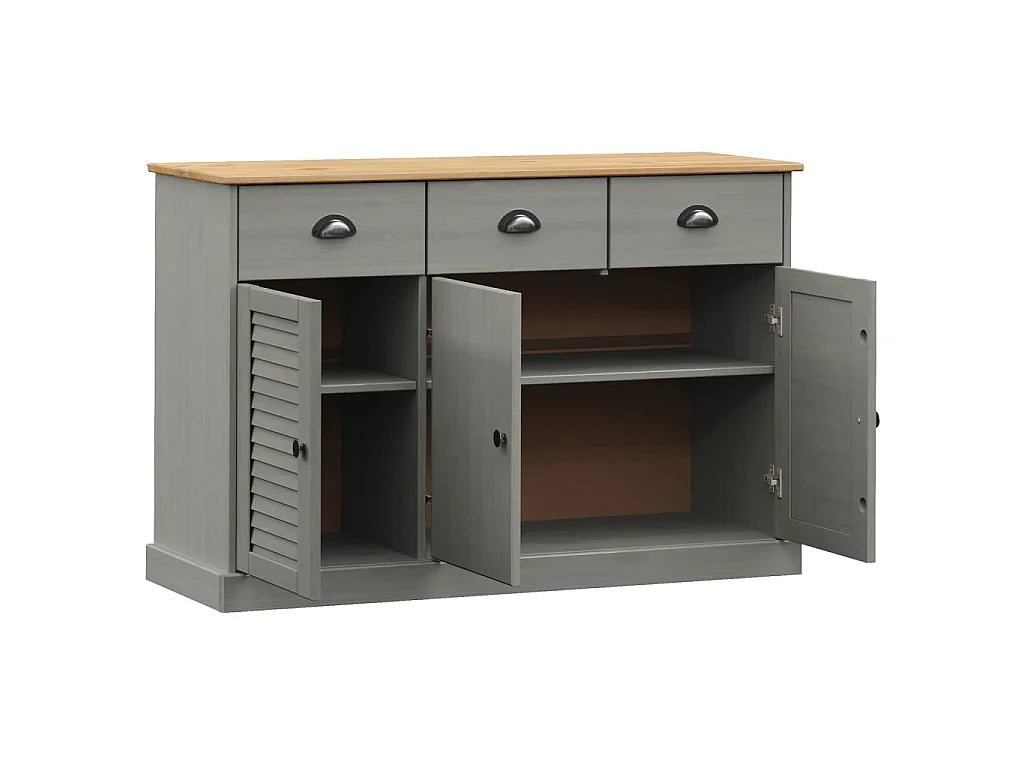 Aparador com gavetas VIGO 113x40x75 cm pinho maciço cinzento PT812368