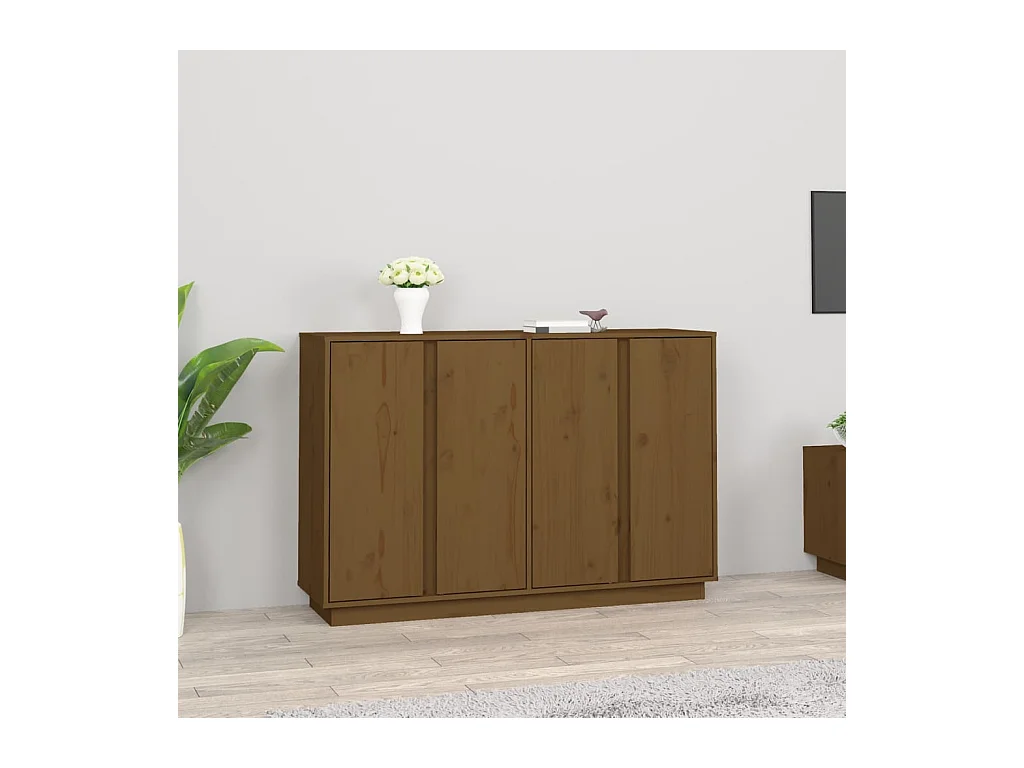 Buffet Marron miel 120x35x80 cm Bois massif de pin QWE35183