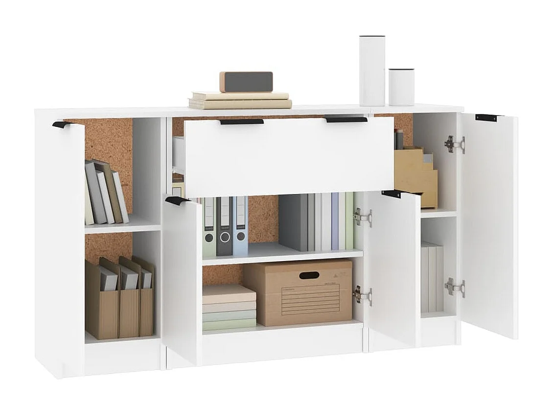 Aparadores 3 pcs madeira processada branco PT633803