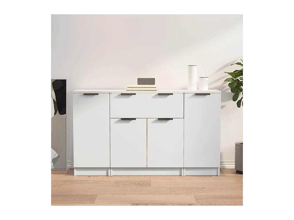 Buffets 3 pcs Blanc Bois d'ingénierie EGER88627