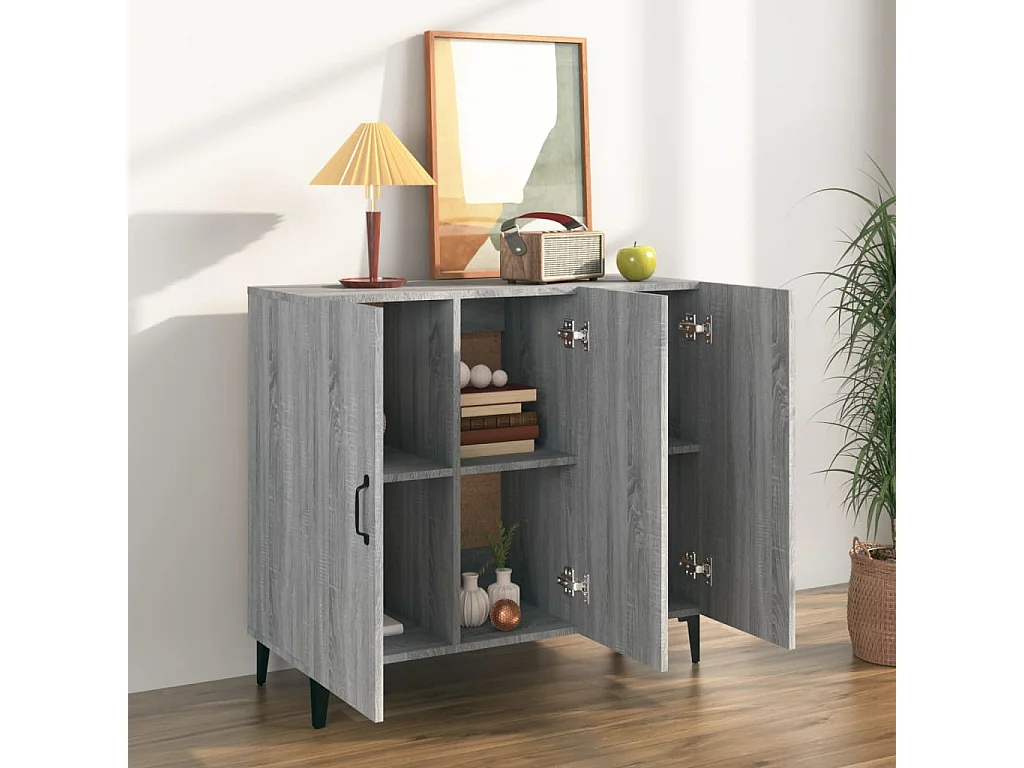 Buffet sonoma gris 90x34x80 cm bois d'ingénierie EGER35118