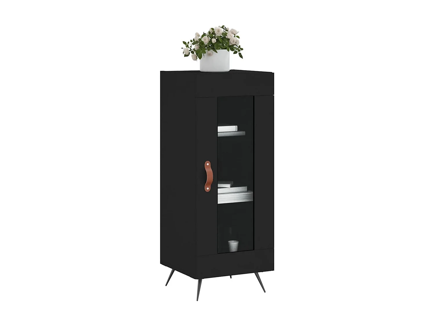 Aparador de madera contrachapada negro 34,5x34x90 cm ES22884