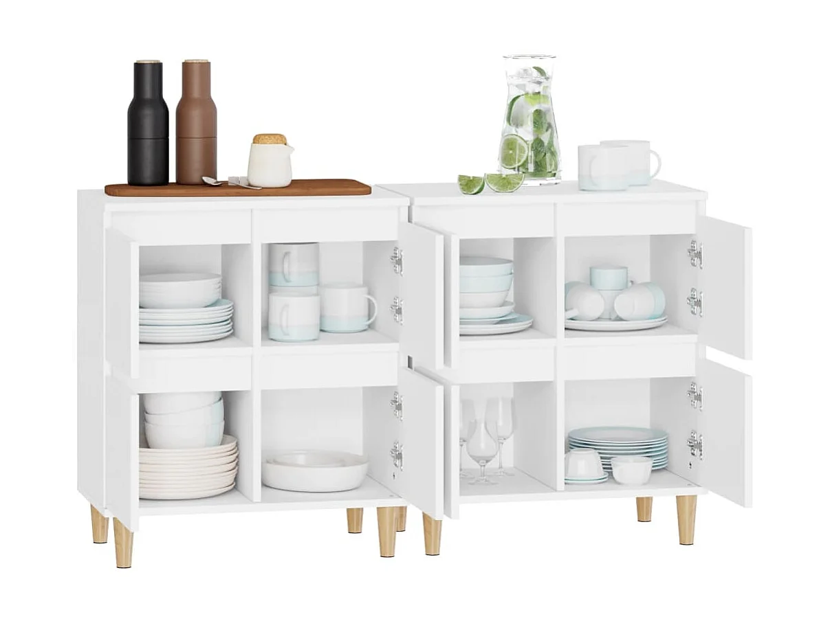 Buffets 2 pcs blanc 60x35x70 cm bois d'ingénierie EGER20082