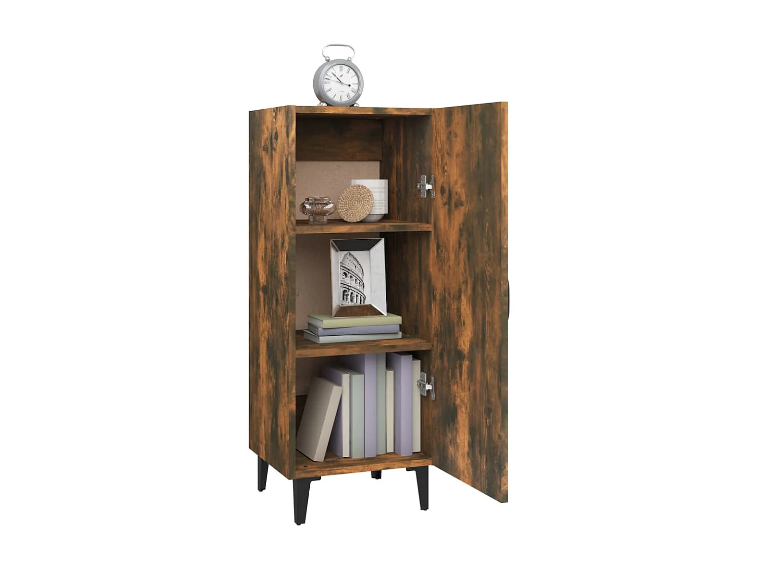 Dressoir 34,5x34x90 cm bewerkt hout gerookt eikenkleurig NL32766