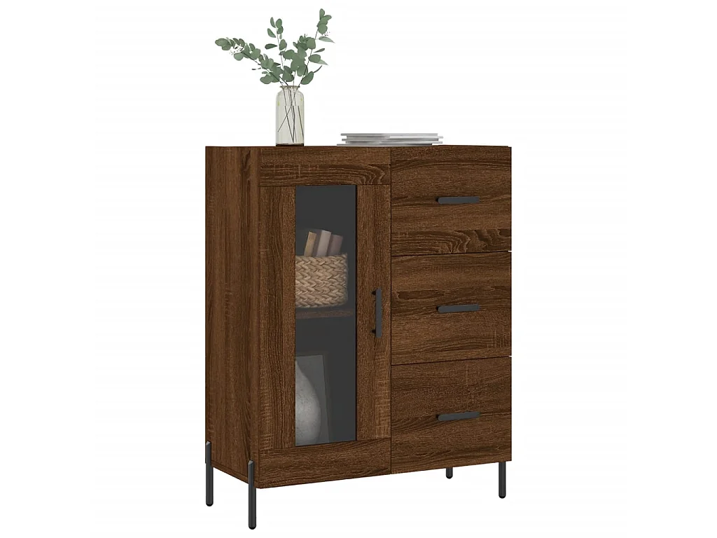 Buffet chêne marron 69,5x34x90 cm bois d'ingénierie QWE32035