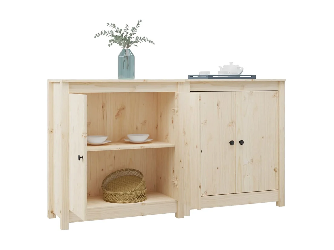 Dressoirs 2 st 70x35x80 cm massief grenenhout grijs NL653088