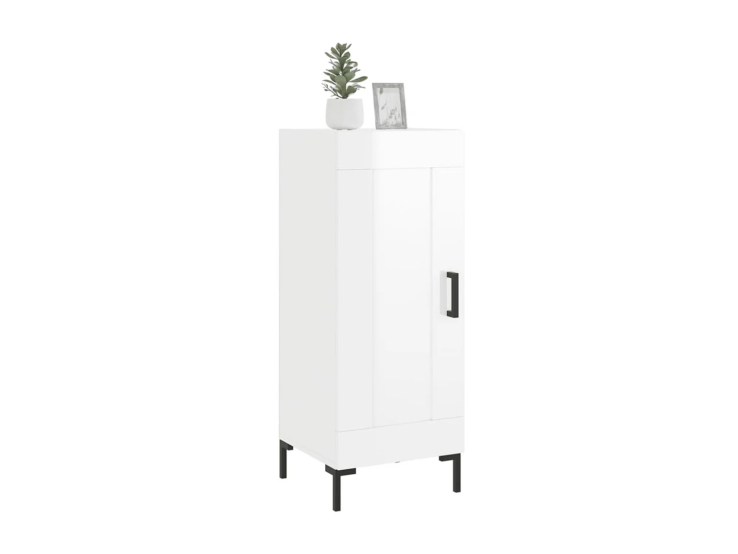 Buffet Blanc brillant 34,5x34x90 cm Bois d'ingénierie QWE75194