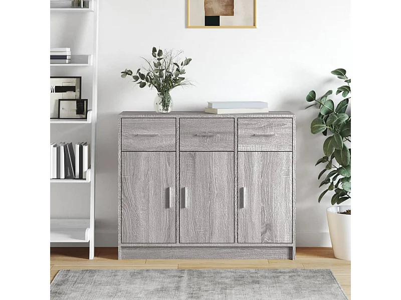 Dressoir 91x28x75 cm bewerkt hout grijs sonoma eikenkleurig NL929963