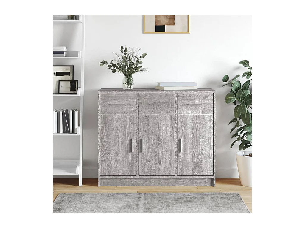 Buffet sonoma gris 91x28x75 cm bois d'ingénierie QWE97509