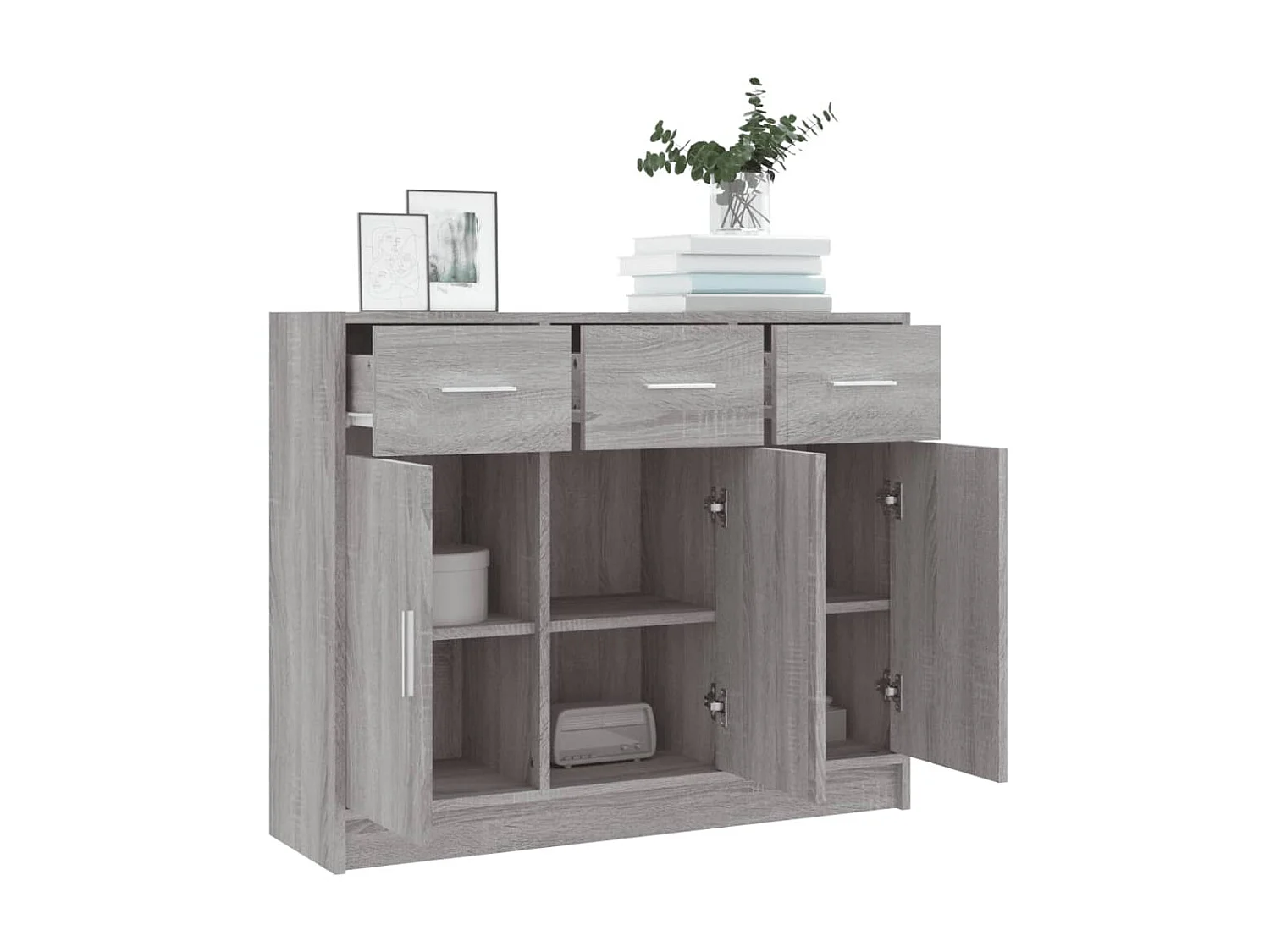 Buffet sonoma gris 91x28x75 cm bois d'ingénierie QWE97509