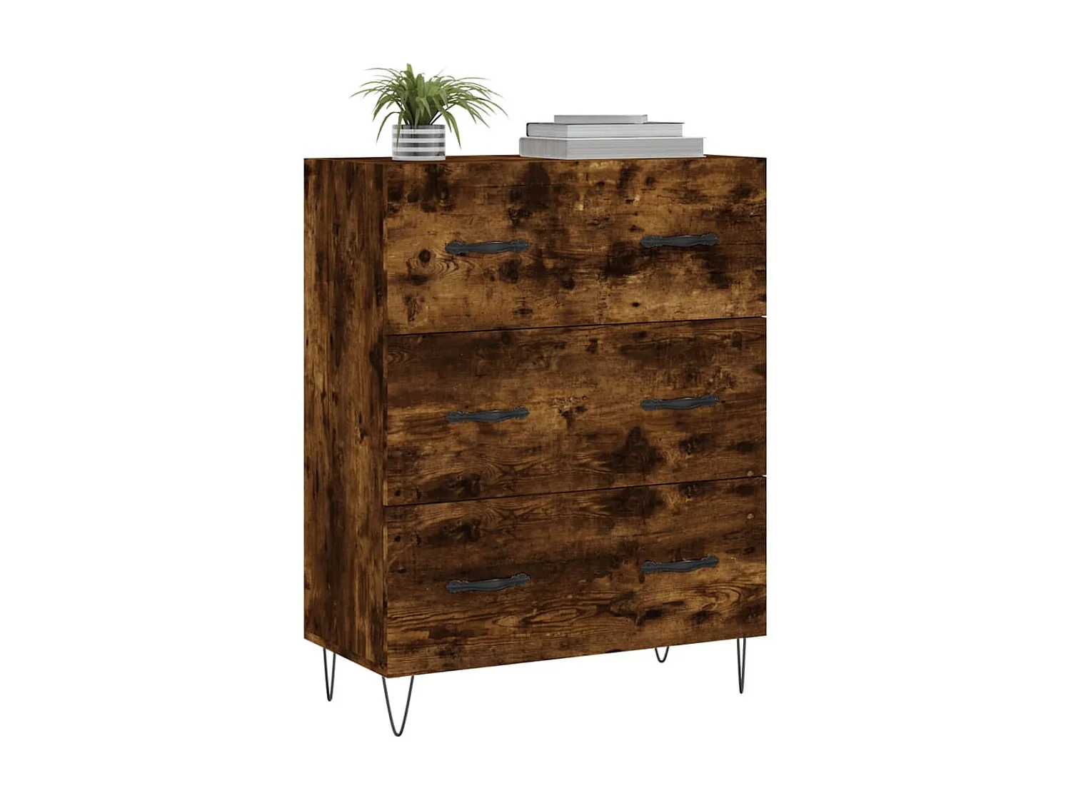Buffet chêne fumé 69,5x34x90 cm bois d'ingénierie QWE93296