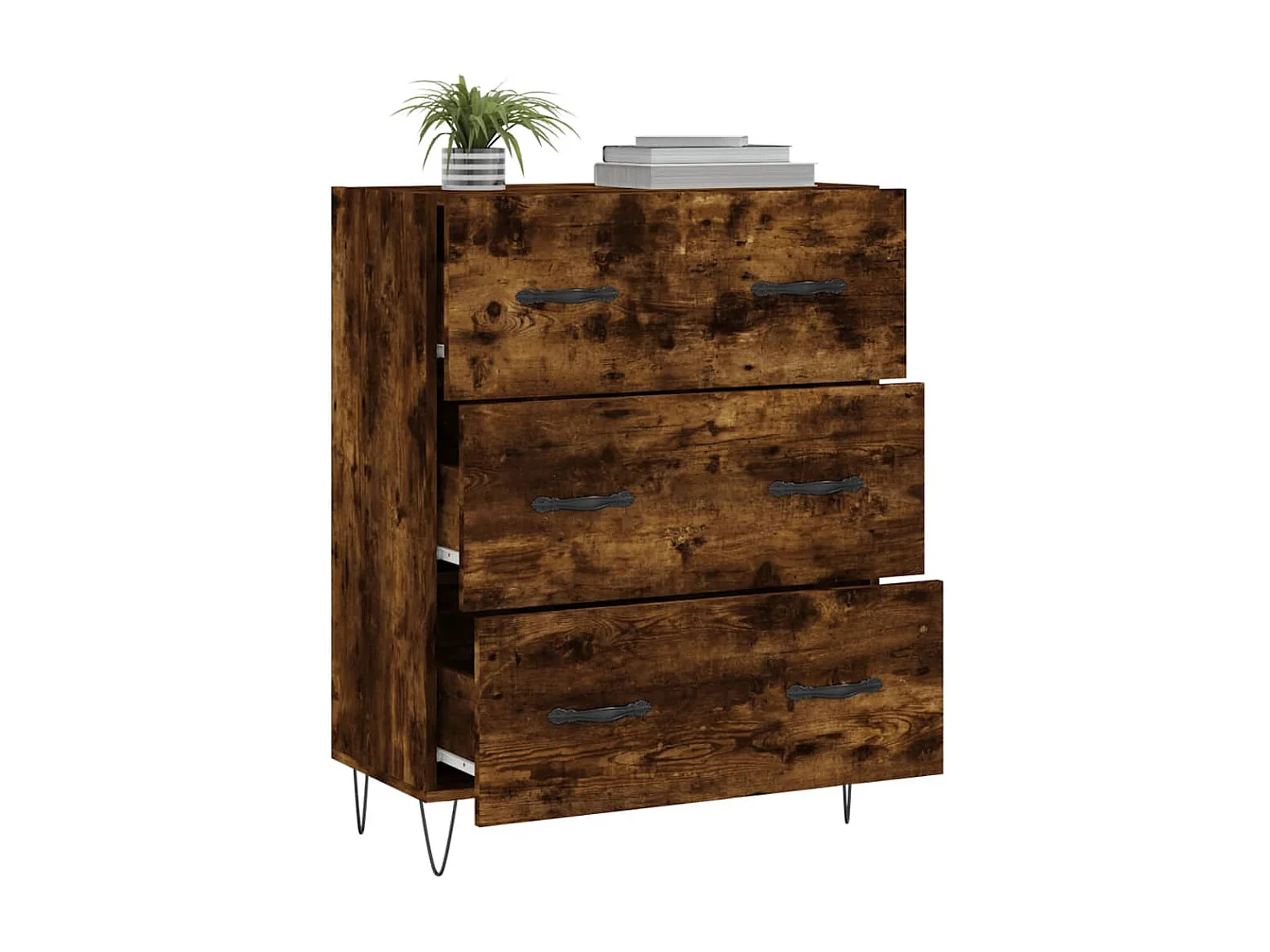 Buffet chêne fumé 69,5x34x90 cm bois d'ingénierie QWE93296