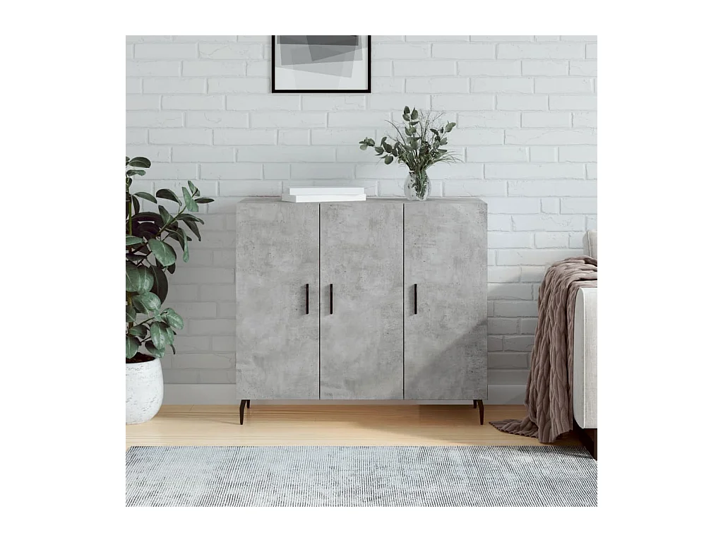 Buffet gris béton 90x34x80 cm bois d'ingénierie QWE22217
