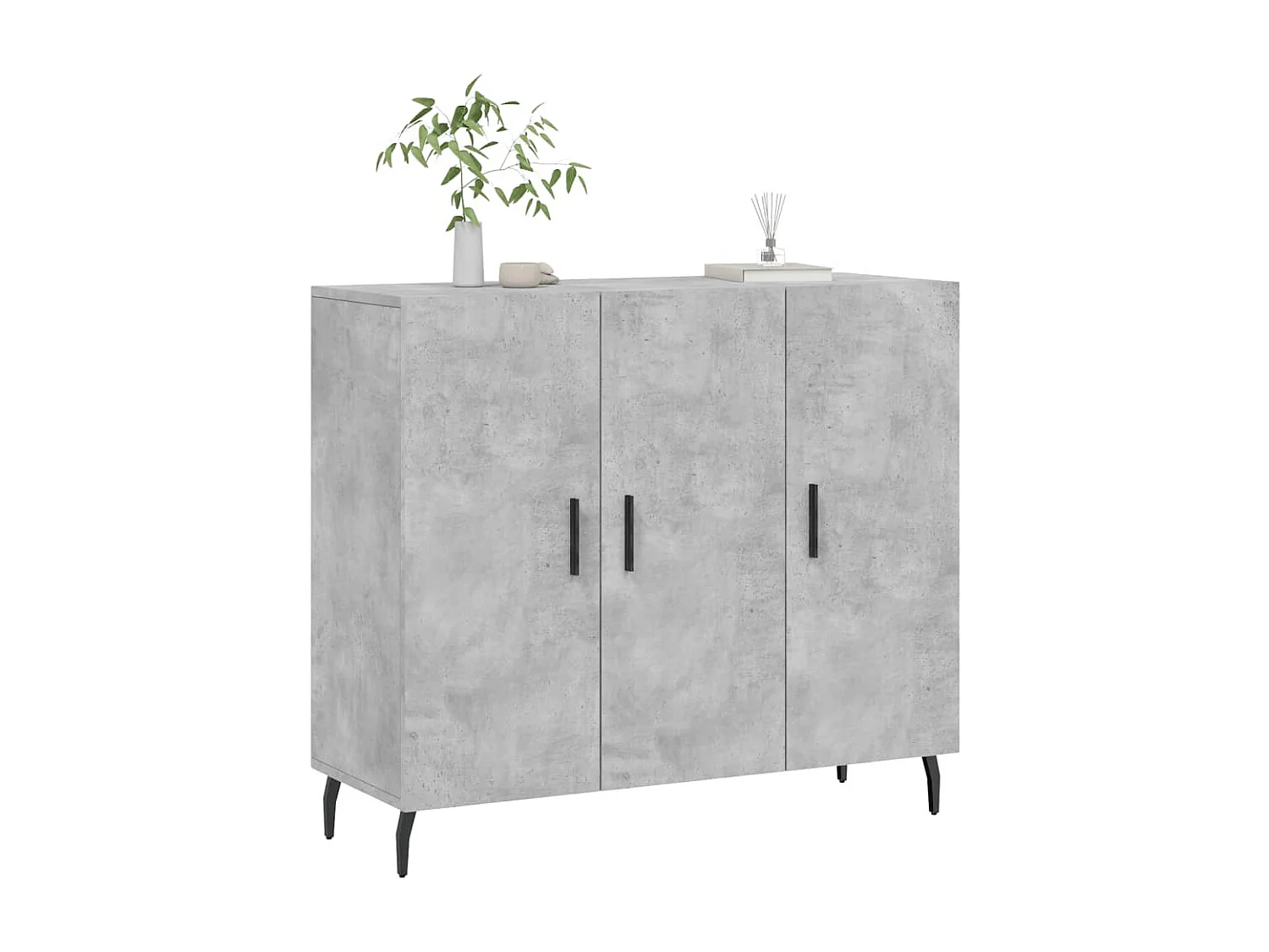 Buffet gris béton 90x34x80 cm bois d'ingénierie QWE22217