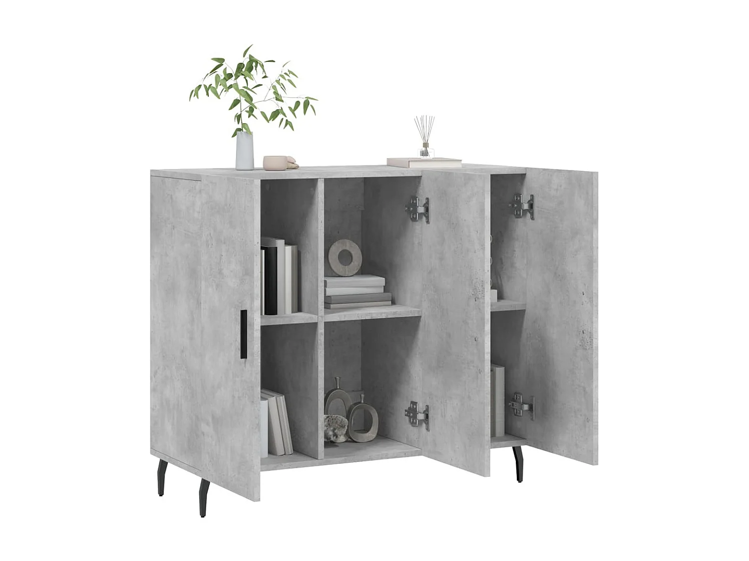 Buffet gris béton 90x34x80 cm bois d'ingénierie QWE22217