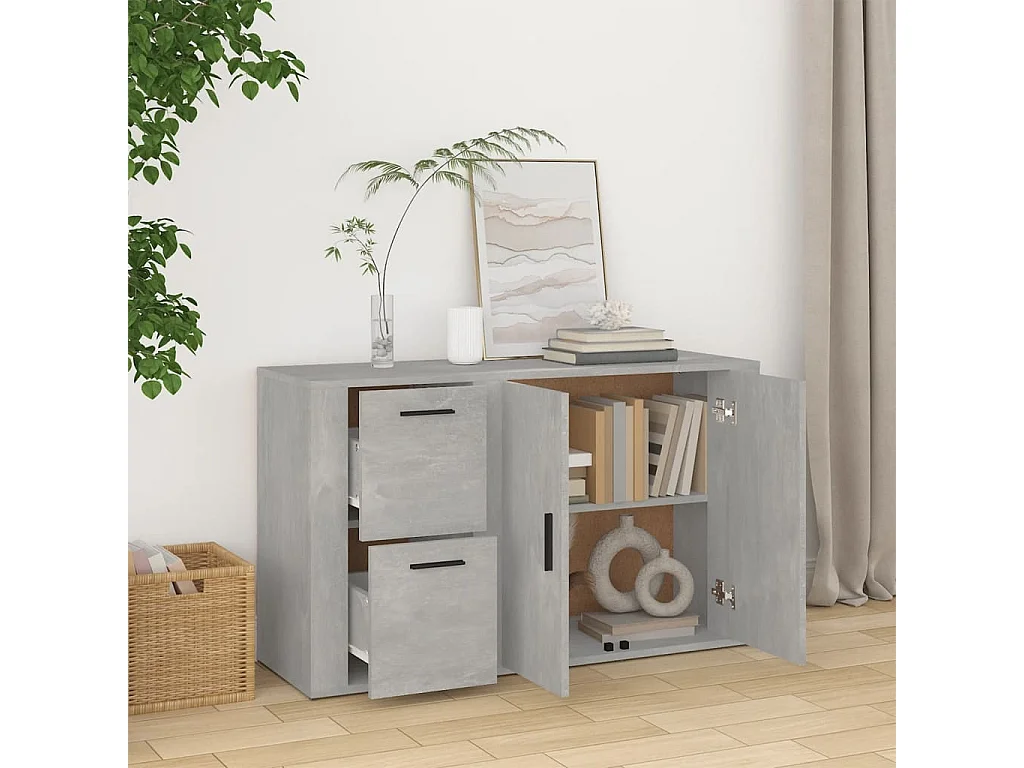 Buffet Gris béton 100x33x59,5 cm Bois d'ingénierie EGER69306