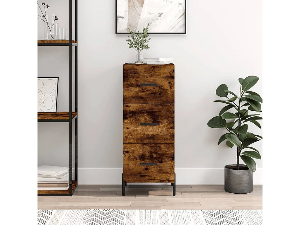 Buffet Chêne fumé 34,5x34x90 cm Bois d'ingénierie QWE66285