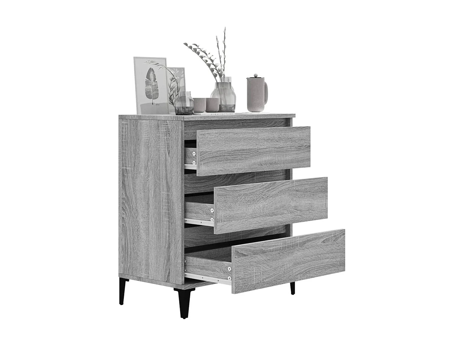 Dressoir 60x30x75 cm bewerkt hout grijs sonoma eikenkleurig NL554750