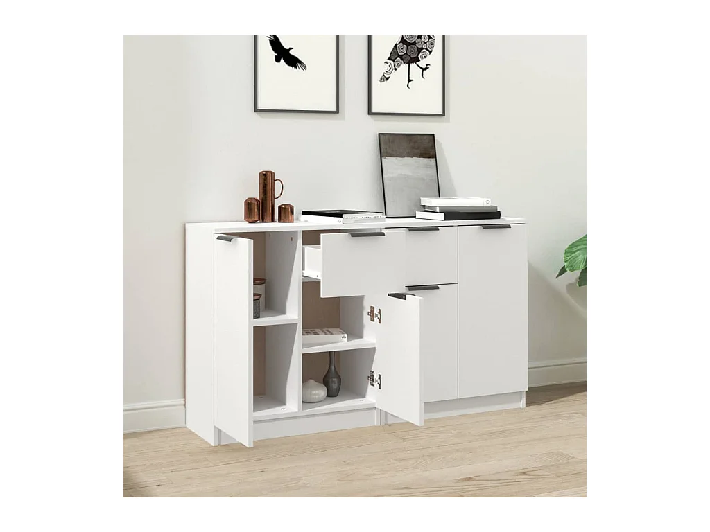 Buffets 2 pcs Blanc 60x30x70 cm Bois d'ingénierie EGER87882