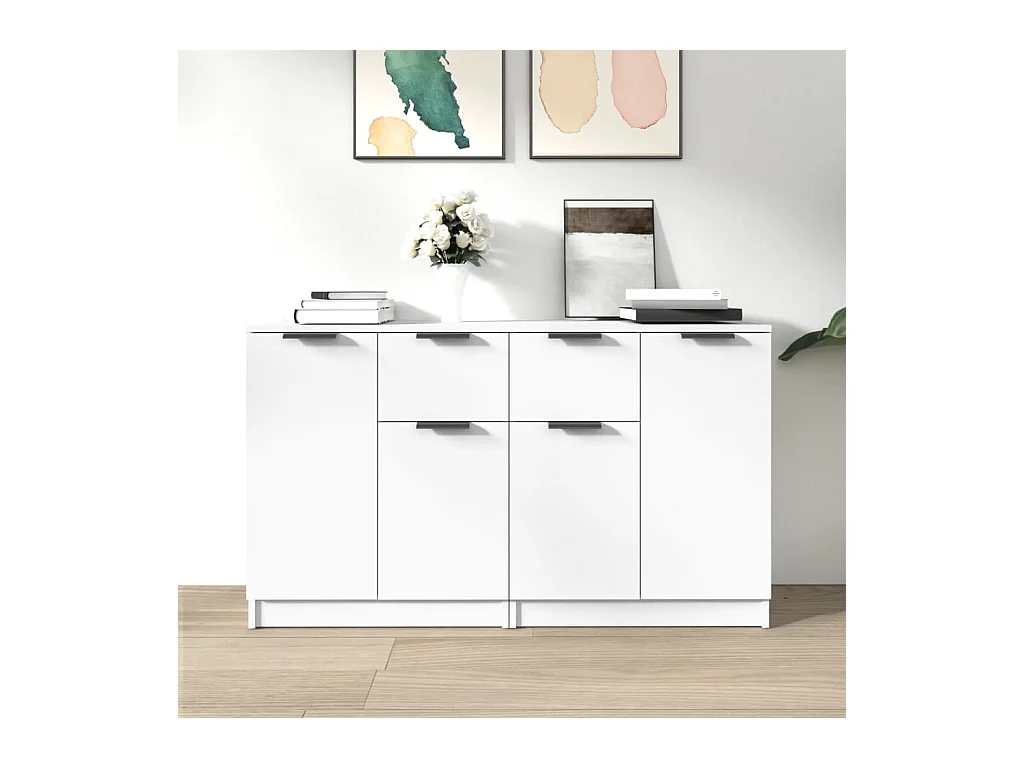 Buffets 2 pcs Blanc 60x30x70 cm Bois d'ingénierie EGER87882