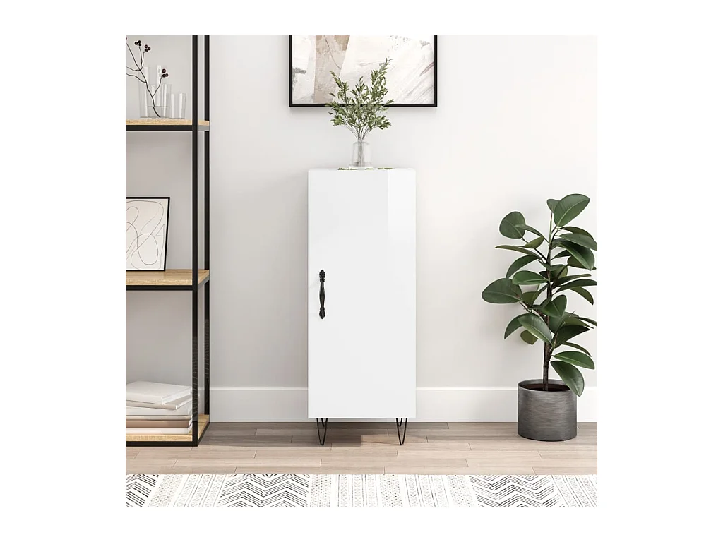 Buffet Blanc brillant 34,5x34x90 cm Bois d'ingénierie QWE35525