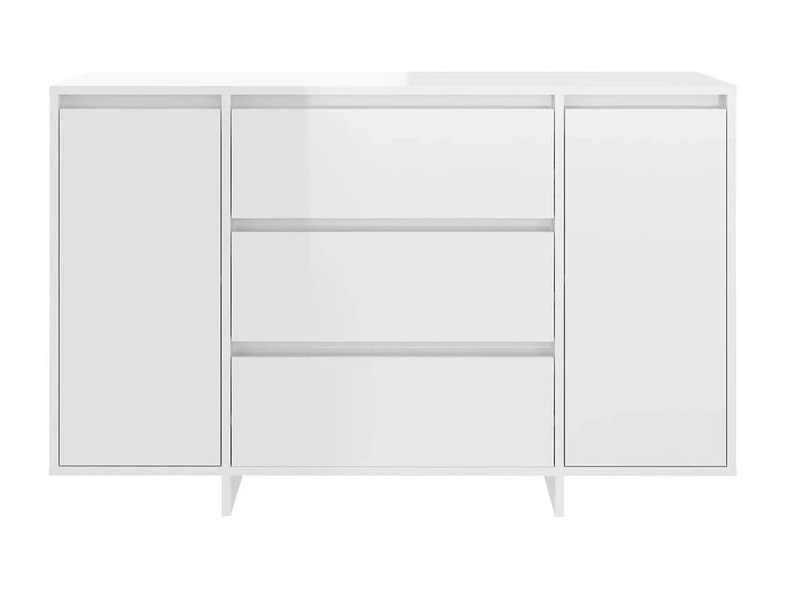 Dressoir met 3 lades 120x41x75 cm bewerkt hout hoogglans wit NL185217