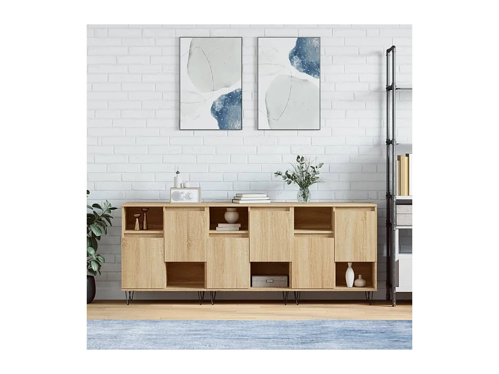 lot de 3 Buffets Chêne sonoma Bois d'ingénierie QWE37461